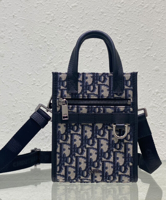 Christian Dior Safari North-South Mini Tote Bag Dark Blue